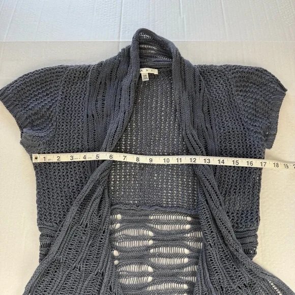 Cabi 286‎ Slate Blue Cottage Cardigan Womens Size XS Open Knit Waterfall - Picture 9 of 10